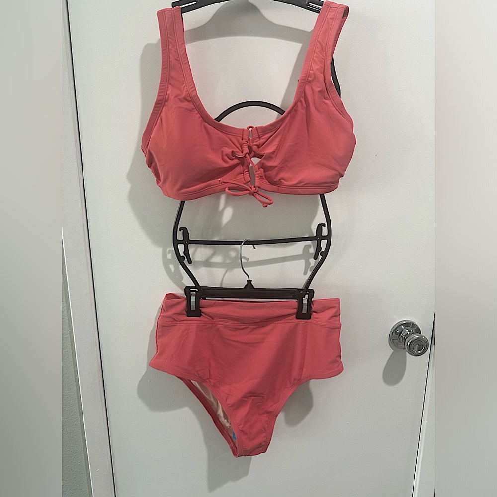 CUPSHE Two Piece High Waisted Bikini size 0X in Coral